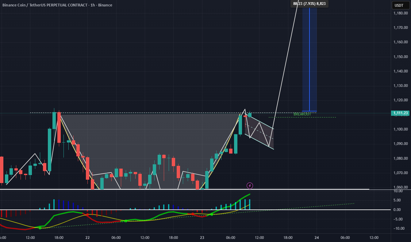نمودار تحلیل بایننس کوین با بررسی الگوی کانال نزولی - 1 آبان - نوسان